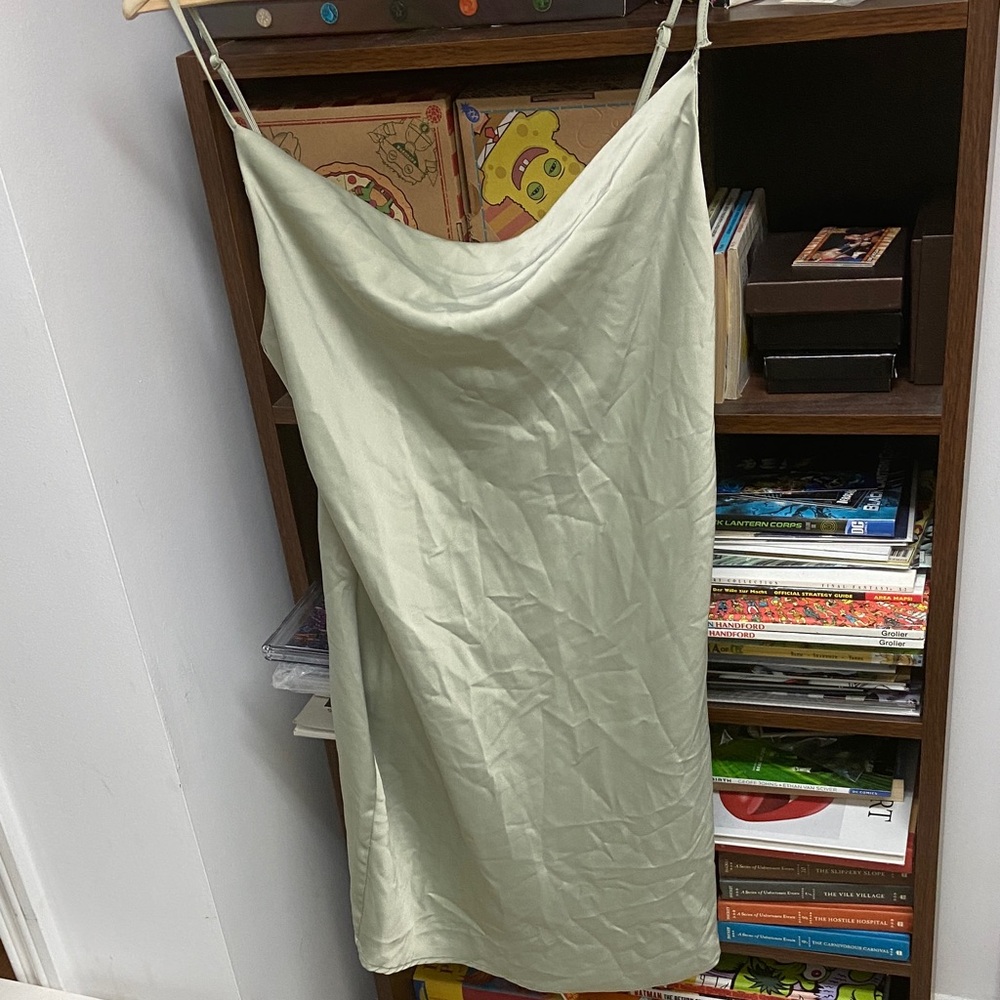 Urban Outfitters Sage Green Satin Slip Dress